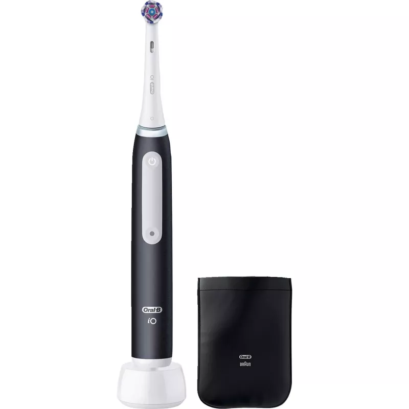 Oral-B iO White Clean elektriskā zobu birste, melna/balta ar ceļojumu futrāli
