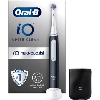Oral-B iO White Clean elektriskā zobu birste, melna/balta ar ceļojumu futrāli