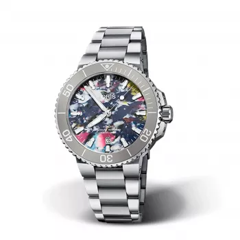 ORIS Aquis Date Calibre 400 Automātiskais pulkstenis ar zilu ciparnīcu, nerūsējošā tērauda aproce, 41,50 mm 7766-4150-Set