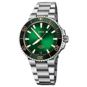 ORIS Aquis Date Calibre 400 vīriešu automātiskais pulkstenis 41,50 mm zaļš ciparnīca nerūsējošā tērauda aproce 41270782209PE