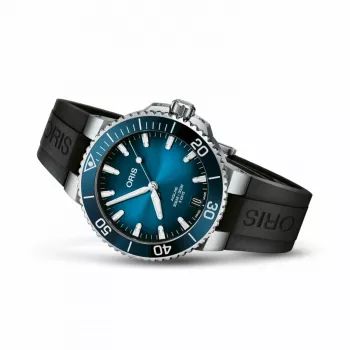 ORIS vīriešu niršanas pulkstenis 41350742274FC 41,50mm Automātisks Zils ciparnīca Zila gumijas siksniņa