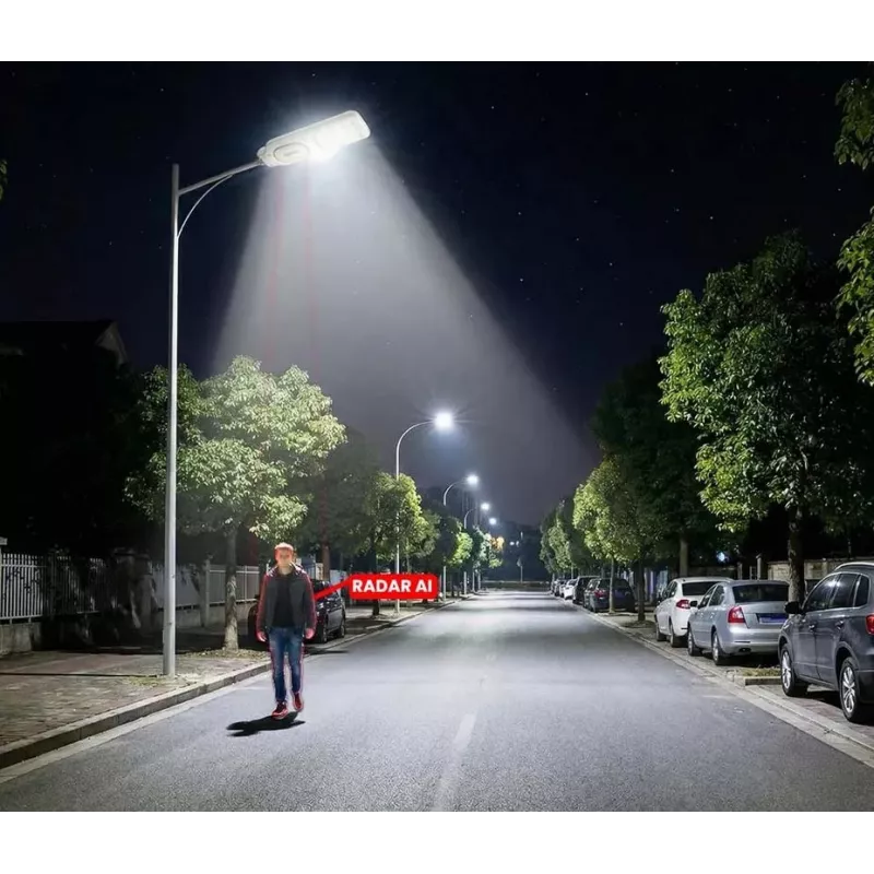 ORLLO 400W saules LED ielu lampa ar 28W paneli, kustības sensoru un tālvadību, 2713LM, 6500K