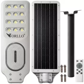 ORLLO 400W saules LED ielu lampa ar 28W paneli, kustības sensoru un tālvadību, 2713LM, 6500K