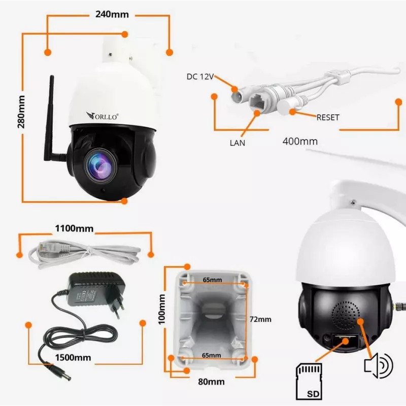 ORLLO Z10 āra PTZ IP WiFi kamera 4MP 18x tālummaiņa