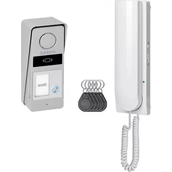 ORNO OR-DOM-RD-937/W Analogās durvju telefona komplekts, 1 iekšējais bloks, 1 ārējais panelis, balts/sudrabs