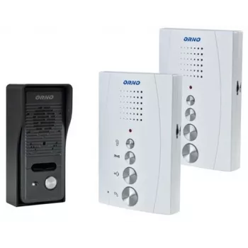 ORNO OR-DOM-RE-920/W Bezrokas audio domofonu sistēma ar 2 iekštelpu blokiem, balta