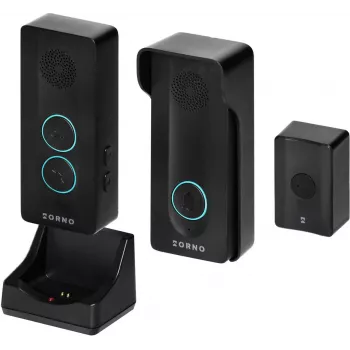 ORNO OR-DOM-YR-934/B Bezvadu Domofonu Sistēma ar DECT Tehnoloģiju, 1 Rokasaparāts, 1 Āra Bloks, IP44, Balta