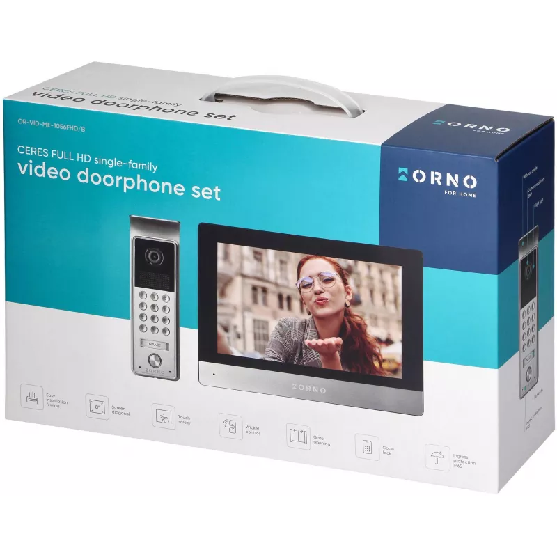 ORNO OR-VID-ME-1056FHD/B 7 collu Wi-Fi video durvju telefons ar Full HD 1080p āra paneli, melns