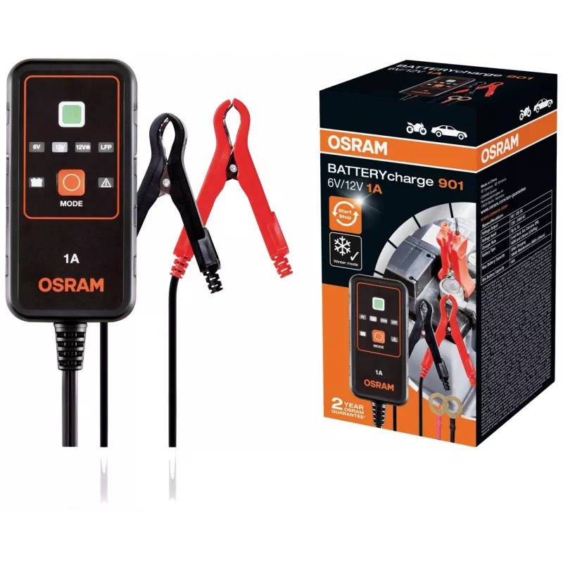 OSRAM BATTERYcharge 901 6V/12V 1A Automātiskais akumulatoru lādētājs svina-skābes akumulatoriem