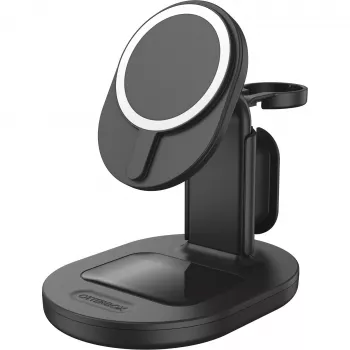 OtterBox 3-in-1 MagSafe bezvadu uzlādes stacija - Radiant Night (melna) - 7,5W iPhone, AirPods, Apple Watch