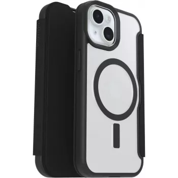OtterBox React Folio MagSafe Series Case for Apple iPhone 15/14/13 - Black Crystal (Transparent Black)