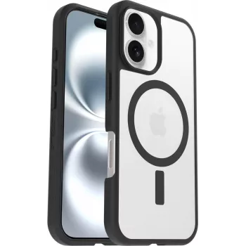 OtterBox React Series MagSafe Case for iPhone 16 - Black Crystal (Caurspīdīgs/Melns)