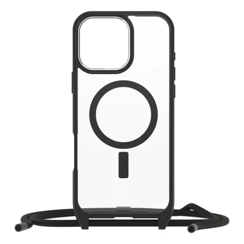 OtterBox React Series Necklace MacSafe Macītis iPhone 16 Pro Max Black Crystal (Caurspīdīgs/Melns)
