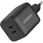 OtterBox Standard 65W GaN USB-C sienas lādētājs ar 2 portiem (45W+20W PD) Melns