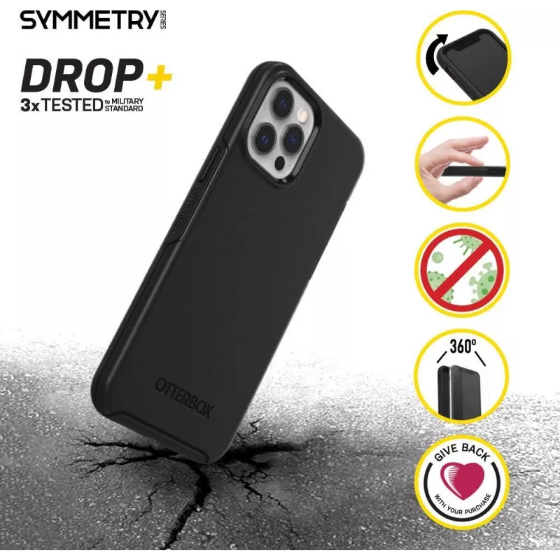 OtterBox Symmetry Series aizmugurējais vāciņš Apple iPhone 12 / iPhone 12 Pro - Melns