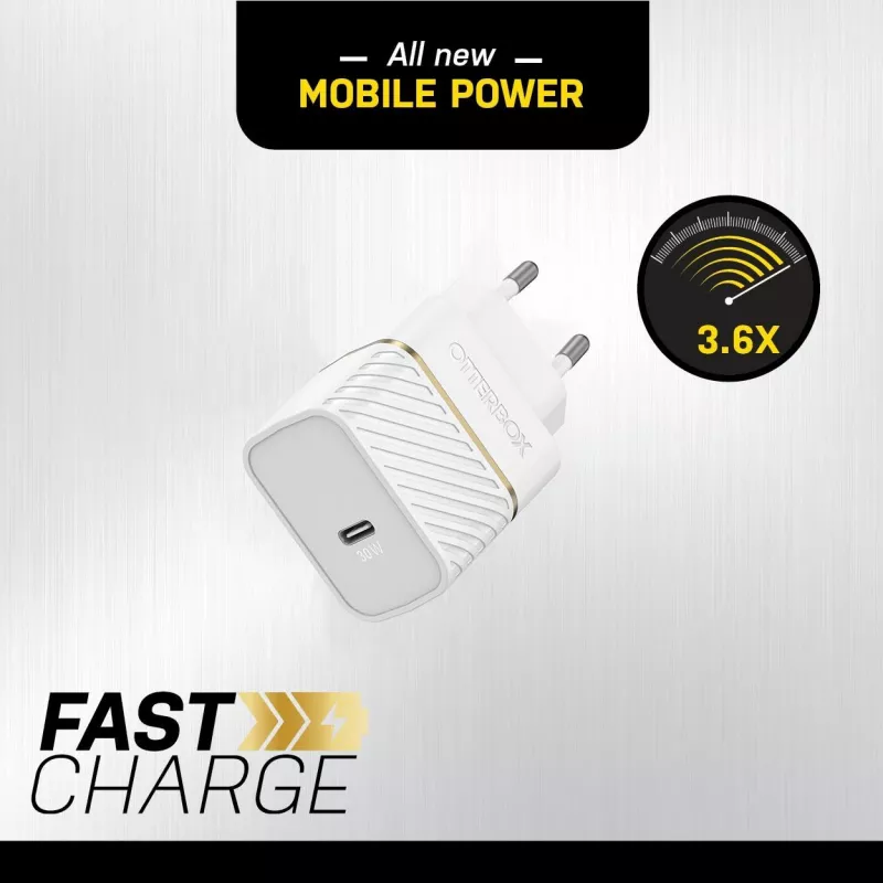 OtterBox Wall Charger 30W USB-C PD 3.0 Cloud Dust White