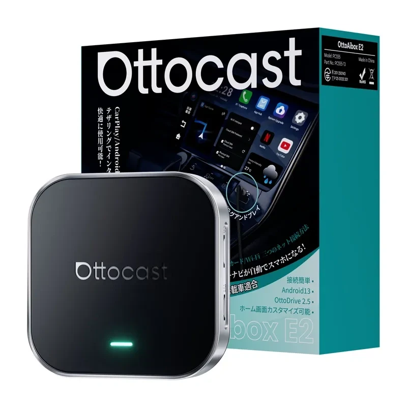 OTTOCAST OttoAibox E2 Bezvadu CarPlay & Android Auto AI Box