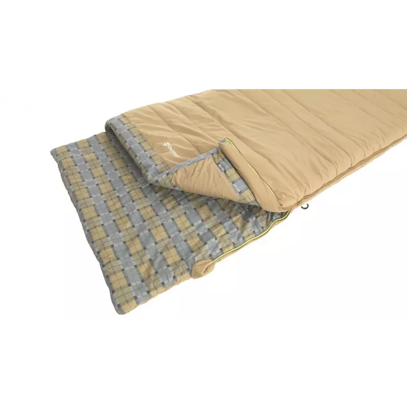 Outwell Commodore Sleeping Bag 225 x 85 cm 9/5/-8 °C ar vaļīgu spilvenu, 2-virzienu automātiskās bloķēšanas L-veida rāvējslēdzējs
