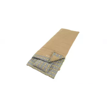 Outwell Commodore Sleeping Bag 225 x 85 cm 9/5/-8 °C ar vaļīgu spilvenu, 2-virzienu automātiskās bloķēšanas L-veida rāvējslēdzējs