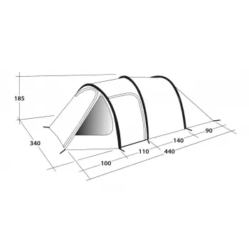 Outwell Earth 5 5 personu tuneļtelts – 2 istabas, 3000mm ūdens staba augstums, zaļa