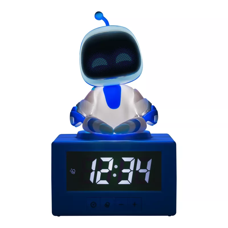 Paladone AstroBot Icon modinātājpulkstenis - Pelēks/Balts digitālais LCD robotu modinātājs ar snaudas funkciju