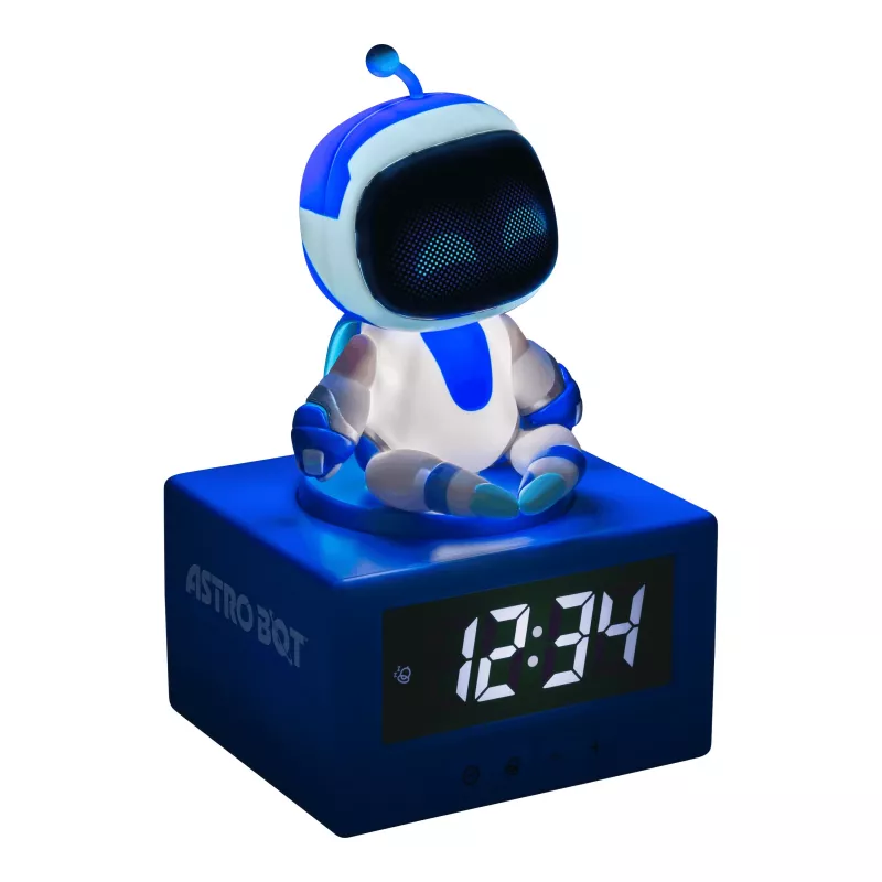 Paladone AstroBot Icon modinātājpulkstenis - Pelēks/Balts digitālais LCD robotu modinātājs ar snaudas funkciju