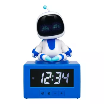 Paladone AstroBot Icon modinātājpulkstenis - Pelēks/Balts digitālais LCD robotu modinātājs ar snaudas funkciju