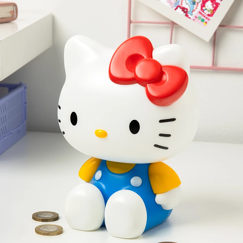 Paladone Hello Kitty formas krājkasīte - Keramikas monētu banka, oficiāla Sanrio prece, balta/rozā/melna, 13.5 x 13.5 x 16.5 cm