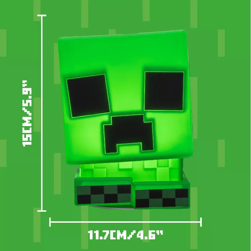 Paladone Minecraft Creeper SquishyGlo silikona gaisma uzlādējama – regulējama zaļa LED naktsgaisma ar 3 spilgtuma līmeņiem un Micro USB uzlādi