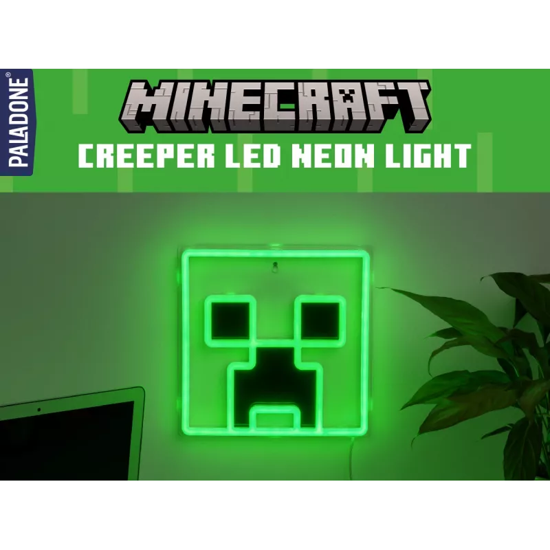 Paladone Minecraft Creeper pie sienas stiprināma LED neona gaisma