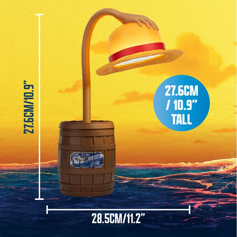 Paladone Salmu cepures pozējams LED lukturis - One Piece Luffy galda lampa, USB barošana
