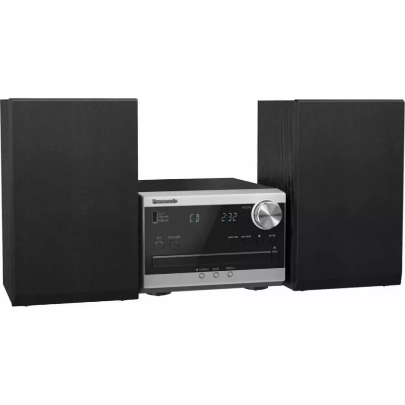 Panasonic SC-PM272EG-S Micro Hi-Fi System ar CD, Bluetooth, DAB/DAB+ radio, USB un AUX - Sudraba (20W RMS)