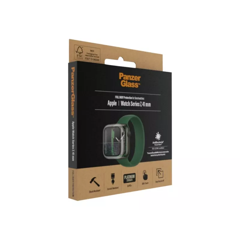 PanzerGlass pilna korpusa aizsargs Apple Watch Series 7/8/9 41mm – caurspīdīgs 9H rūdītais stikls