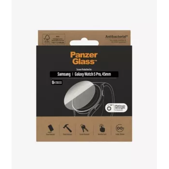 PanzerGlass Samsung Galaxy Watch 5 Pro 45mm ekrāna aizsargs - 9H rūdīts stikls, antibakteriāls, izturīgs pret skrāpējumiem un triecieniem