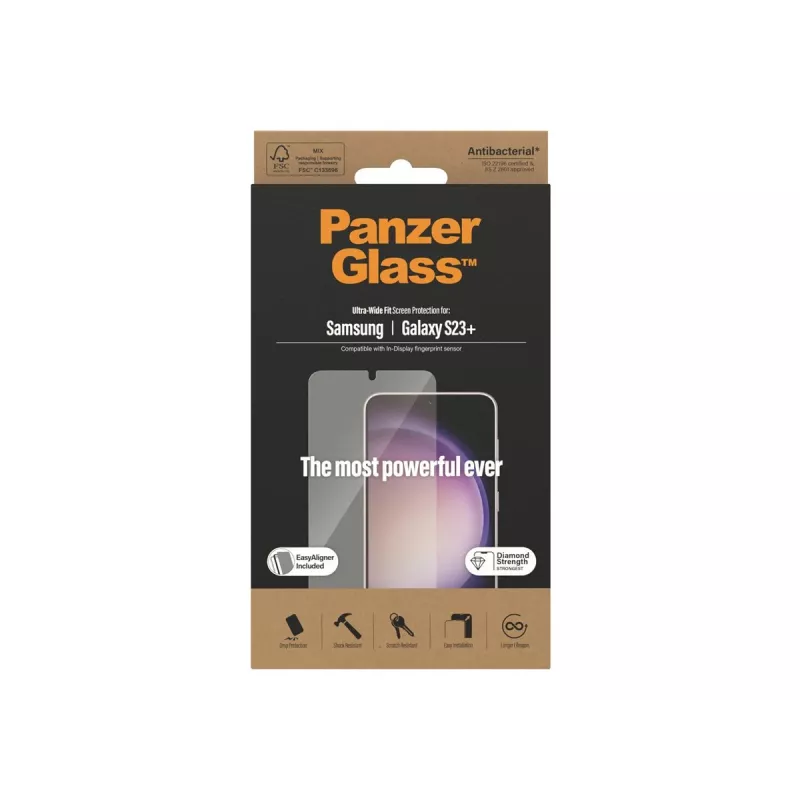 PanzerGlass Ultra-Wide Fit ekrāna aizsargs Samsung Galaxy S23+ ar aplikatoru