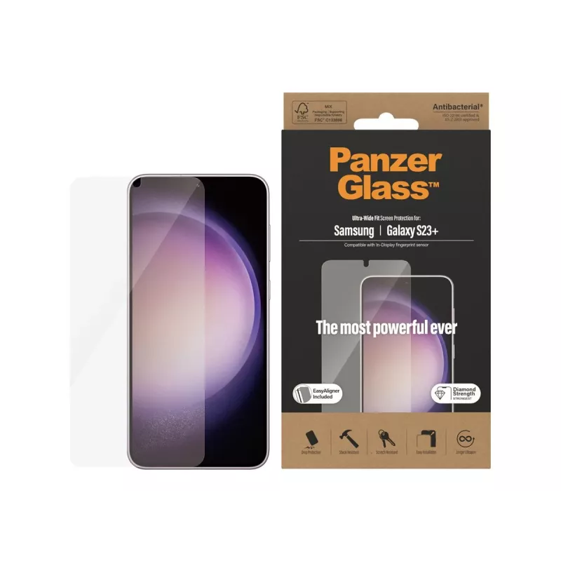 PanzerGlass Ultra-Wide Fit ekrāna aizsargs Samsung Galaxy S23+ ar aplikatoru