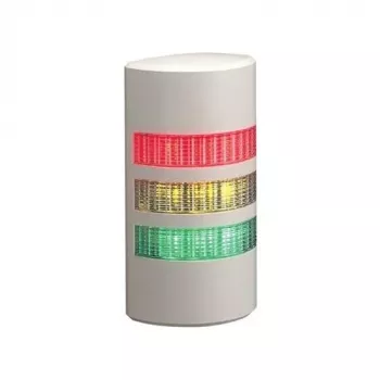 PATLITE WEP-302FB-RYG LED signāltornis, 3 līmeņi sarkans/dzeltens/zaļš, skaņas signāls, sienas montāža, 24V līdzstrāva, IP65, balts