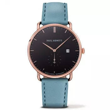 PAUL HEWITT Grand Atlantic vīriešu pulkstenis PHTGARB23M 42mm melns ciparnīca melna ādas siksniņa