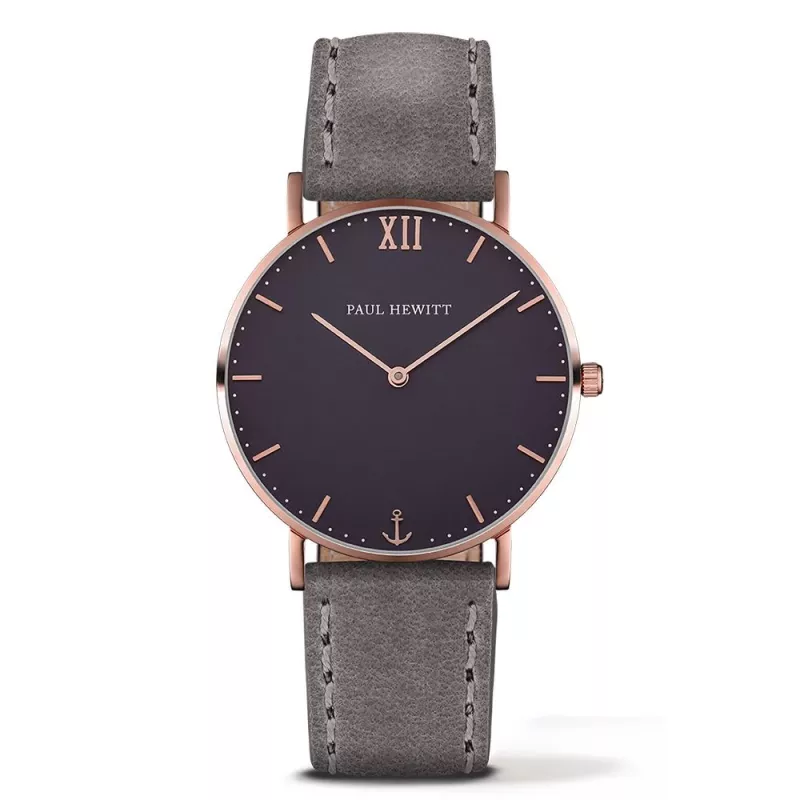 PAUL HEWITT Unisex Sailor Line Quartz Watch 39mm Rose Gold Stainless Steel Mesh Black Dial PH-SA-RSTB13S