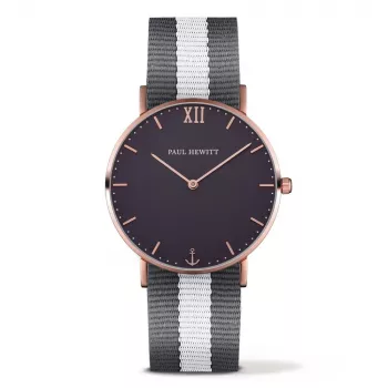 PAUL HEWITT unisex pulkstenis PSARSTBGRW20S (39mm) - balto smilšu ciparnīca, pelēks Perlon siksniņa