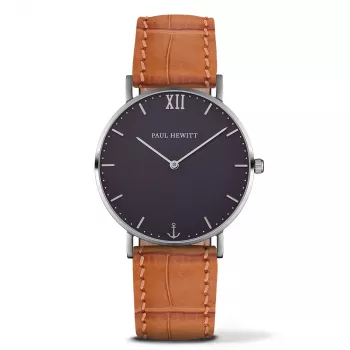 PAUL HEWITT Sieviešu Sailor Line kvarca pulkstenis 39mm nerūsējošā tērauda sietiņš melns