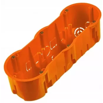 PAWBOL A.0043WPG dziļa trīskārša 60mm padziļināta elektriskā kārba ar skrūvēm, balta