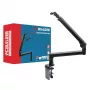 PCBuilder CAST STEADY Mikrofona pantogrāfa roka - Galda skavas šķērveida roka, tērauds, 1.5 kg slodze, 750 mm sniedzamība, 360° rotācija, slēpta kabeļu vadība, melna