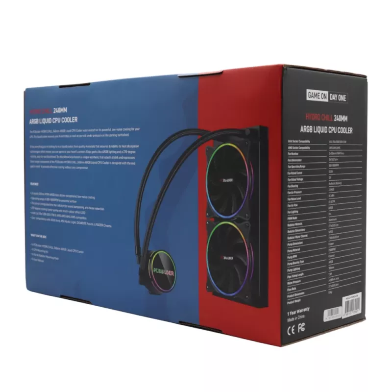 PCBuilder Hydro Chill 240MM AIO šķidruma CPU dzesētājs ARGB