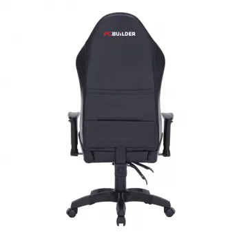 PCBuilder Navigator Lite spēļu krēsls - melna PU āda, tērauda rāmis, 3. klases gāzes pacēlājs, regulējams jostas un galvas balsts, 120 kg ietilpība