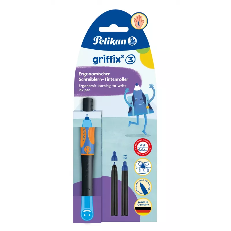 Pelikan griffix Neon Black kreisās rokas lodīšu pildspalva - rozā 821018
