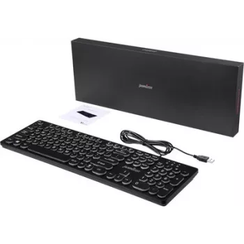 Perixx PERIBOARD-317 R DE B vadu USB klaviatūra, vācu QWERTZ izkārtojums, balts LED apgaismojums, melna 12011