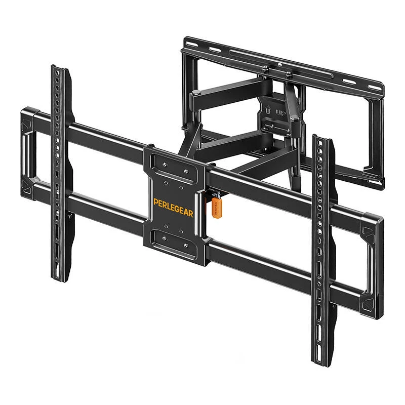 Perlegear PGLF12-EU pilnas kustības TV sienas stiprinājums 42-82 collu televizoriem, 60 kg ietilpība, melns
