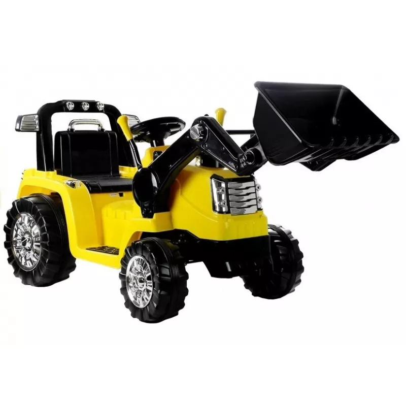 PETMEX ZP1005 Bērnu elektriskais traktorekskavators ar kustīgu kausu, dzeltens
