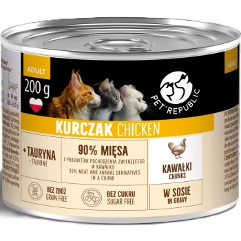 PETREPUBLIC pieaugušiem kaķiem vistas gabaliņi mērcē mitrā kaķu barība – 10 x 200g